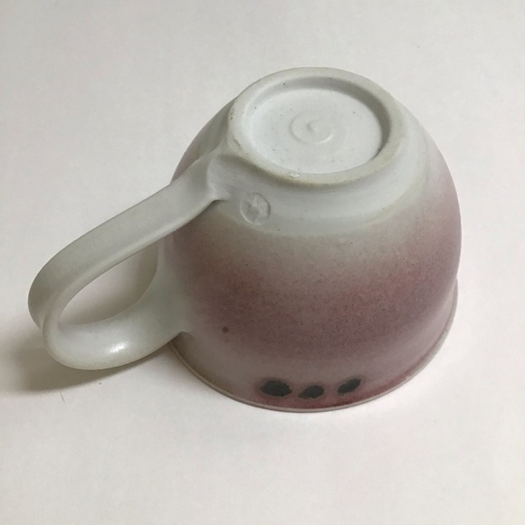 SIGNED Studio Pottery Coffee Cup Handle Pink Green Blue 4” Handmade Mod Teacup - Picture 3 of 15